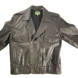 LEVIS VINTAGE CLOTHING, LARGE, BLACK BRANDO LEATHER JACKET